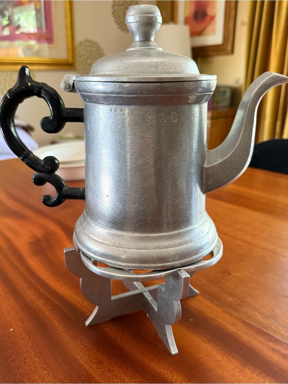 Wilton Armetale Pewter Coffee Pot with Black Handle